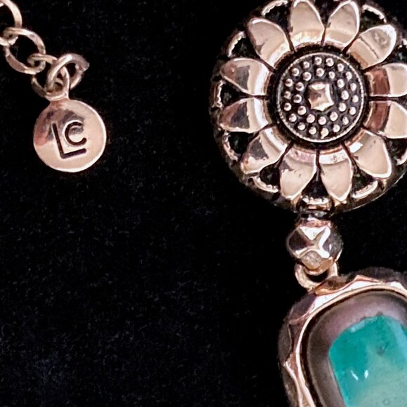 VTG 90s LIZ CLAIBORNE Signed Sunflower Station Gold Necklace - excellent! - Picture 4 of 7